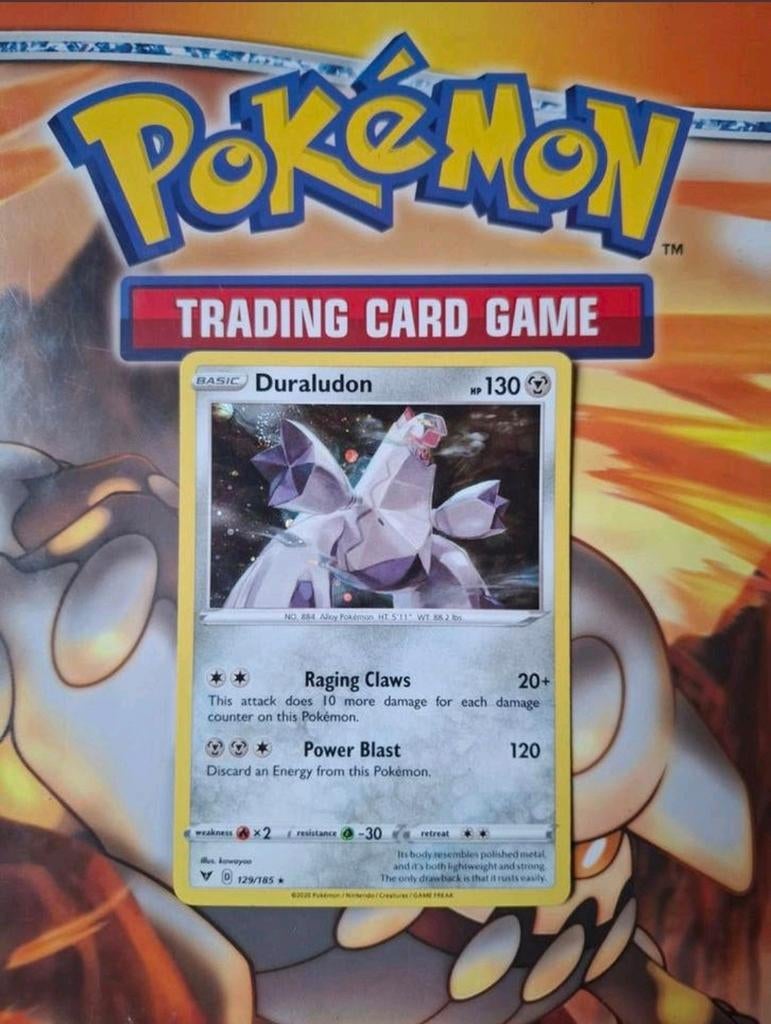 Duraludon 129/185 holo rare Sword&Shield Vivid voltage nm, Ophalen of Verzenden, Zo goed als nieuw, Losse kaart, Foil
