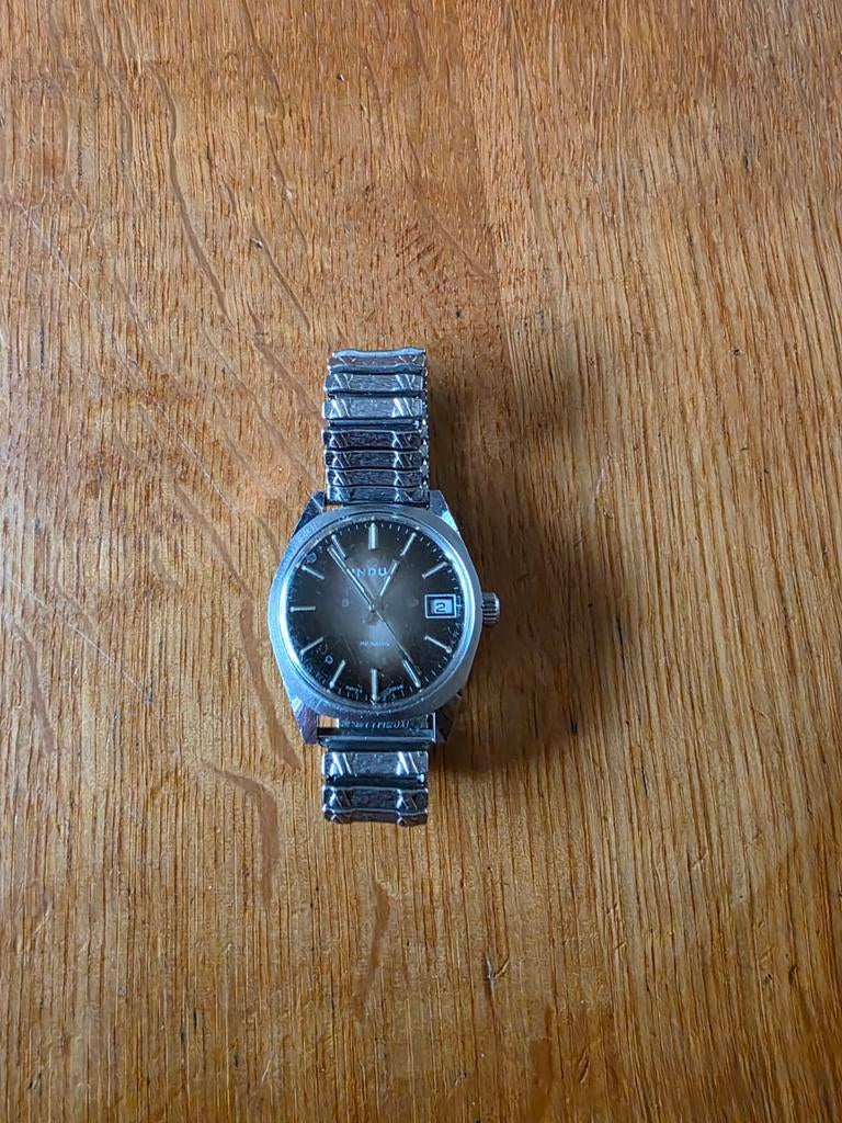 Indus Incabloc automatic horloge met rekband, Ophalen, Leer, Overige merken