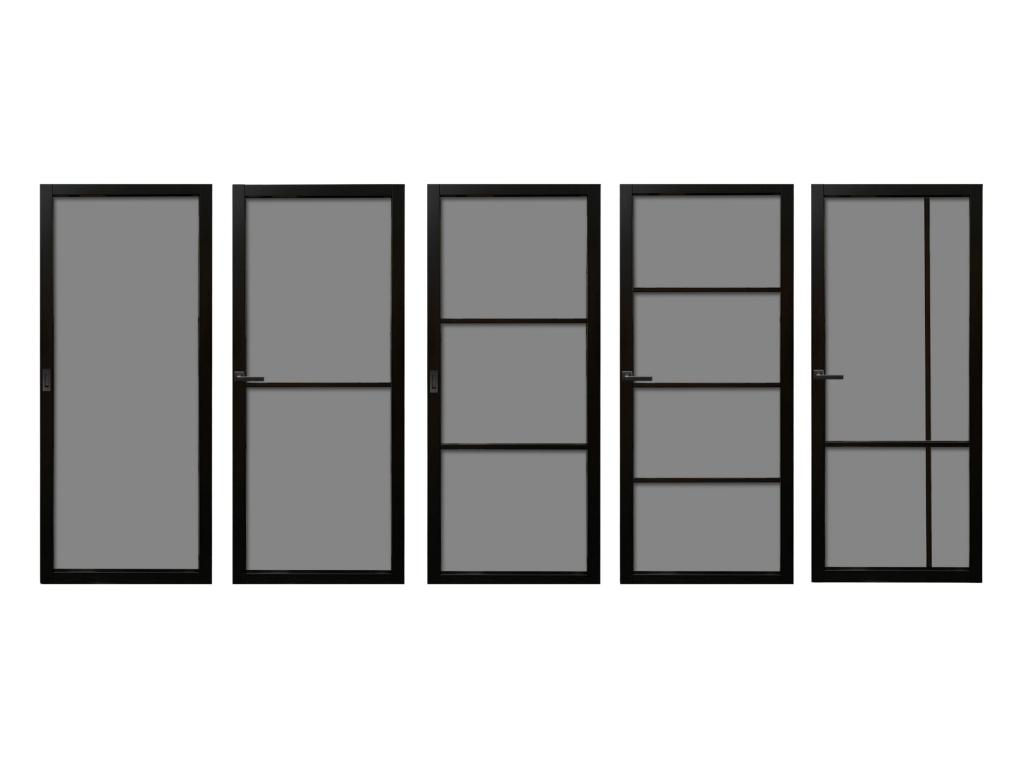 Staal look deuren met rookglas | Getint glas | Op voorraad, 80 tot 100 cm, 215 cm of meer, Binnendeur, Niet ingevuld