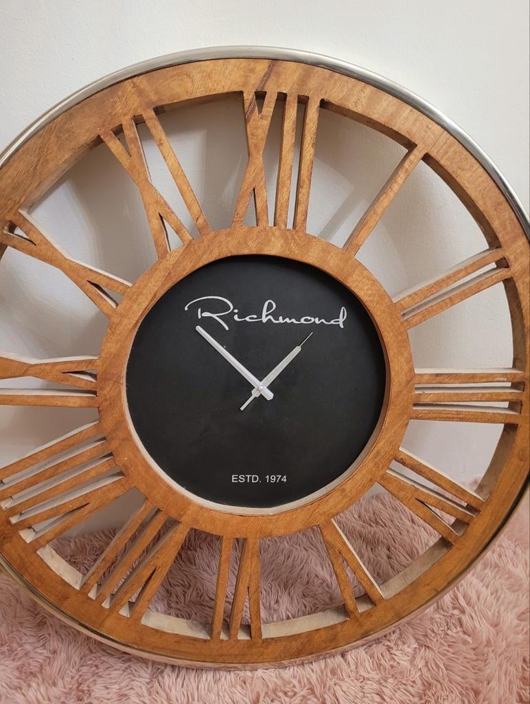 Richmond Interiors - Klok Johnson Silver - 75x75 cm, Huis en Inrichting, Woonaccessoires | Klokken, Ophalen, Zo goed als nieuw