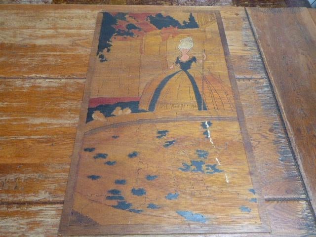 Art nouveau houten paneel met afbeelding pyrografie, Ophalen of Verzenden