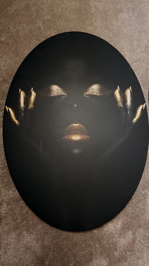 Ovaal canvas schilderij vrouwen portret 50x70 cm, Antiek en Kunst, Ophalen