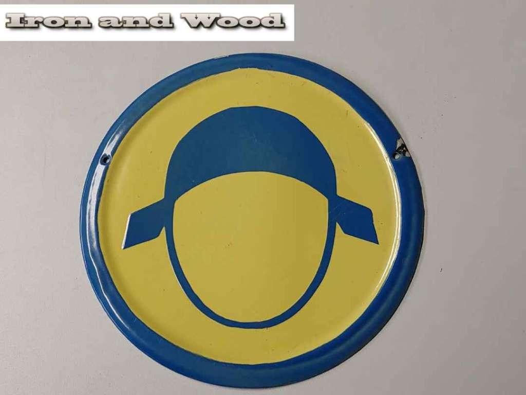 Rond emaille stoer vintage wandbord muts afm : D25, Ophalen of Verzenden