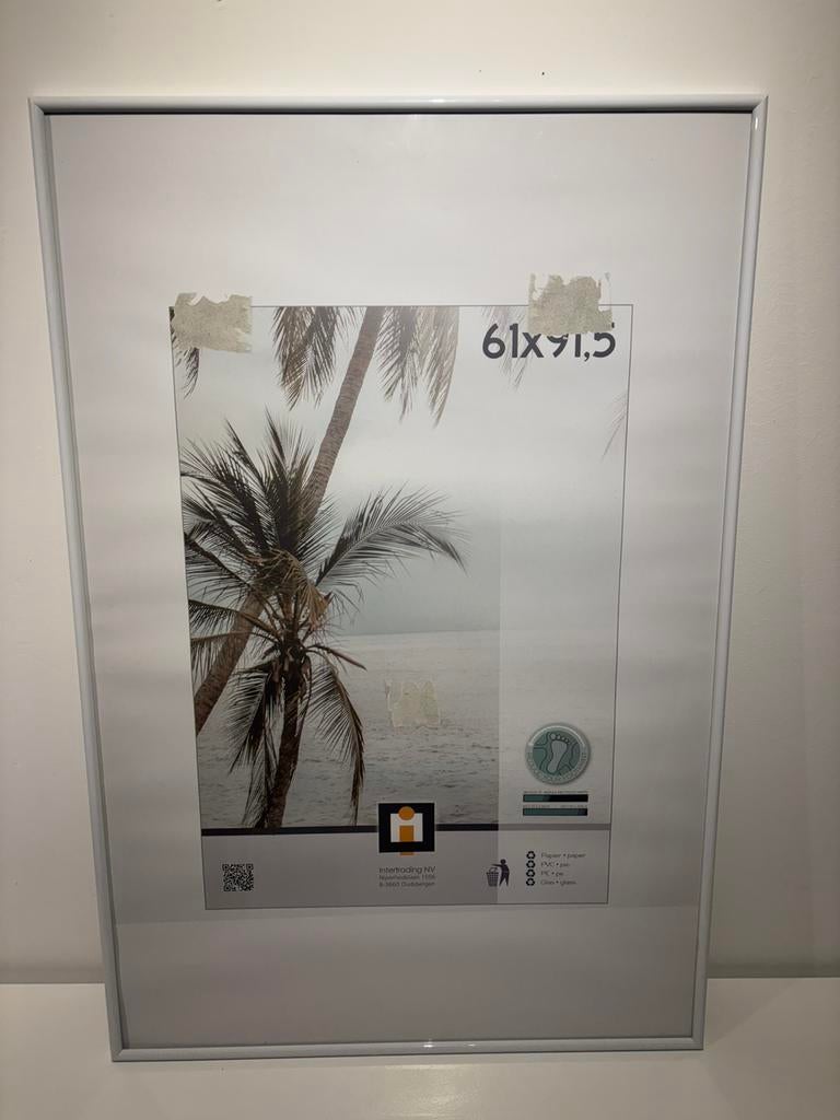 Wissel lijst wit kunstof met glas 61 x 91,5 cm 2 stuks, Ophalen, Nieuw