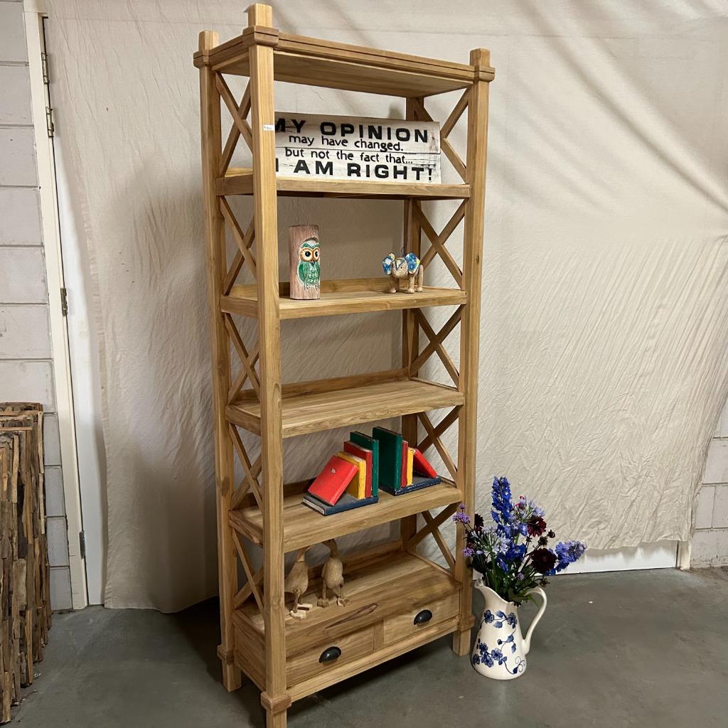Boekenkast - massief teakhout- vanaf € 299,- Bij TTM Wonen, Met plank(en), 100 tot 150 cm, Www.ttmwonen.nl, Teakhout