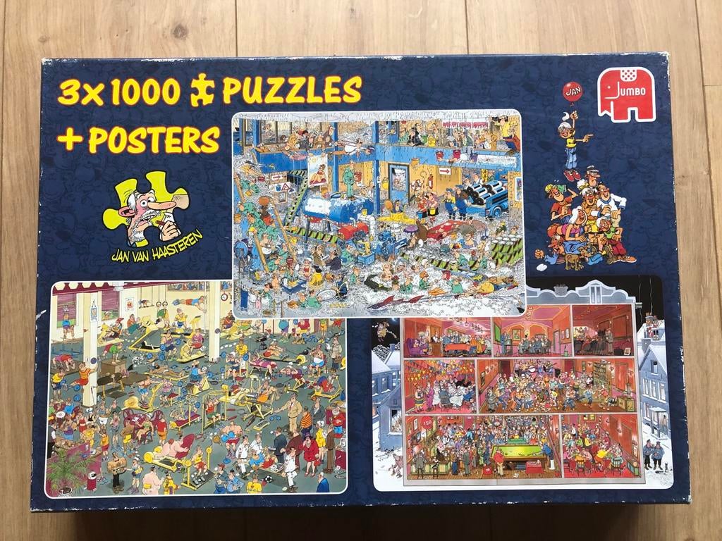 Jan van Haasteren 3x1000 Puzzels + Posters, Hobby en Vrije tijd, Denksport en Puzzels, Ophalen of Verzenden, 500 t/m 1500 stukjes