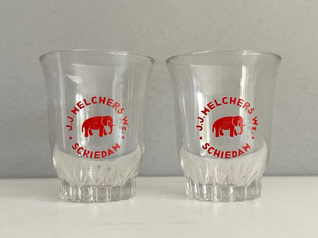 Vintage jeneverglaasjes J.J. Melchers Schiedam, Verzamelen, Ophalen of Verzenden, Zo goed als nieuw, Overige typen