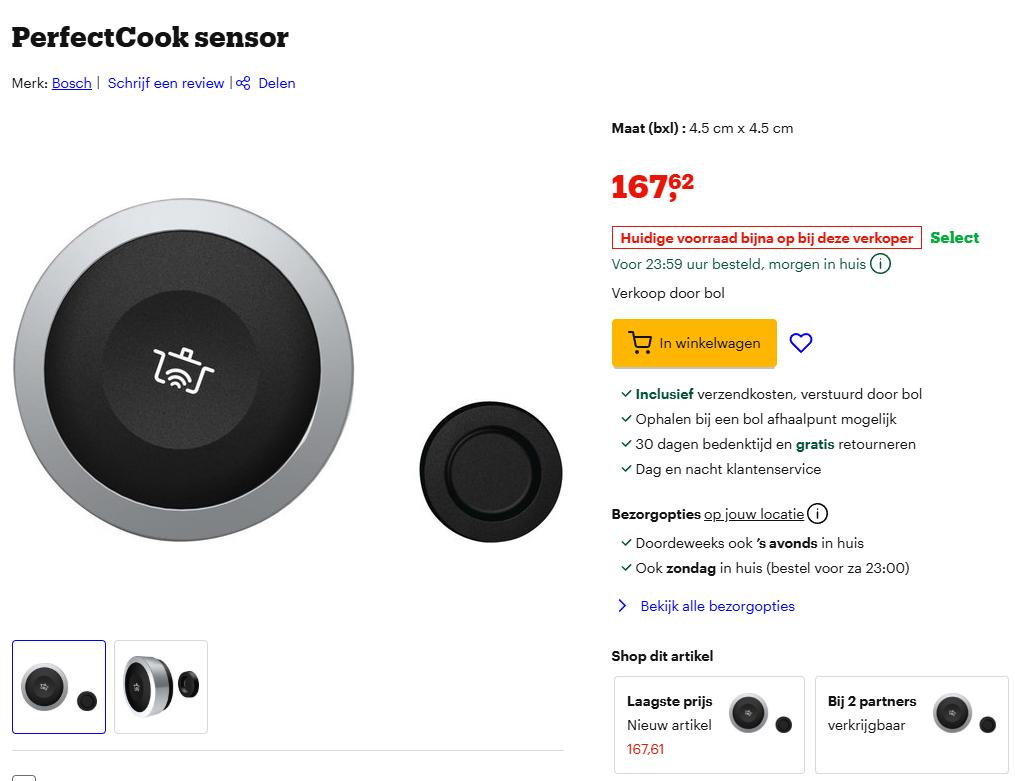 PerfektCook sensor, Huis en Inrichting, Keuken | Keukenelementen, Ophalen of Verzenden, Nieuw, 50 tot 100 cm, Minder dan 100 cm