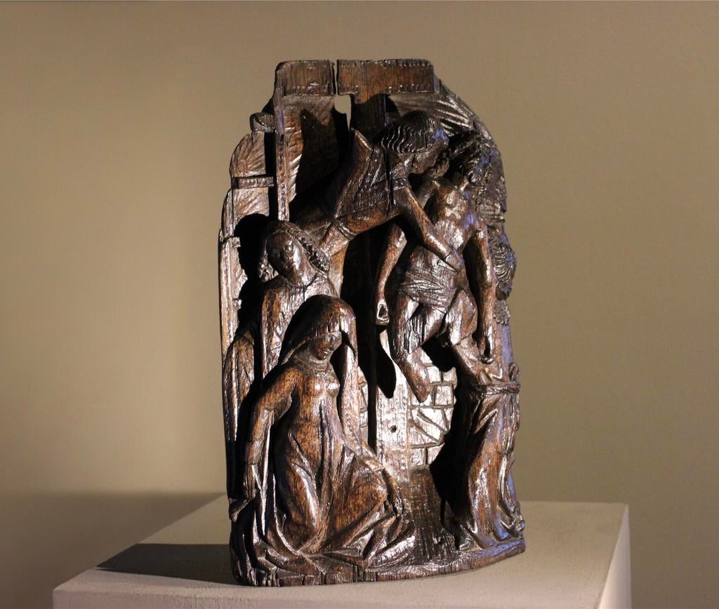 16e eeuws retabel kruisafname eikenhout, Antiek en Kunst, Antiek | Religie, Ophalen of Verzenden