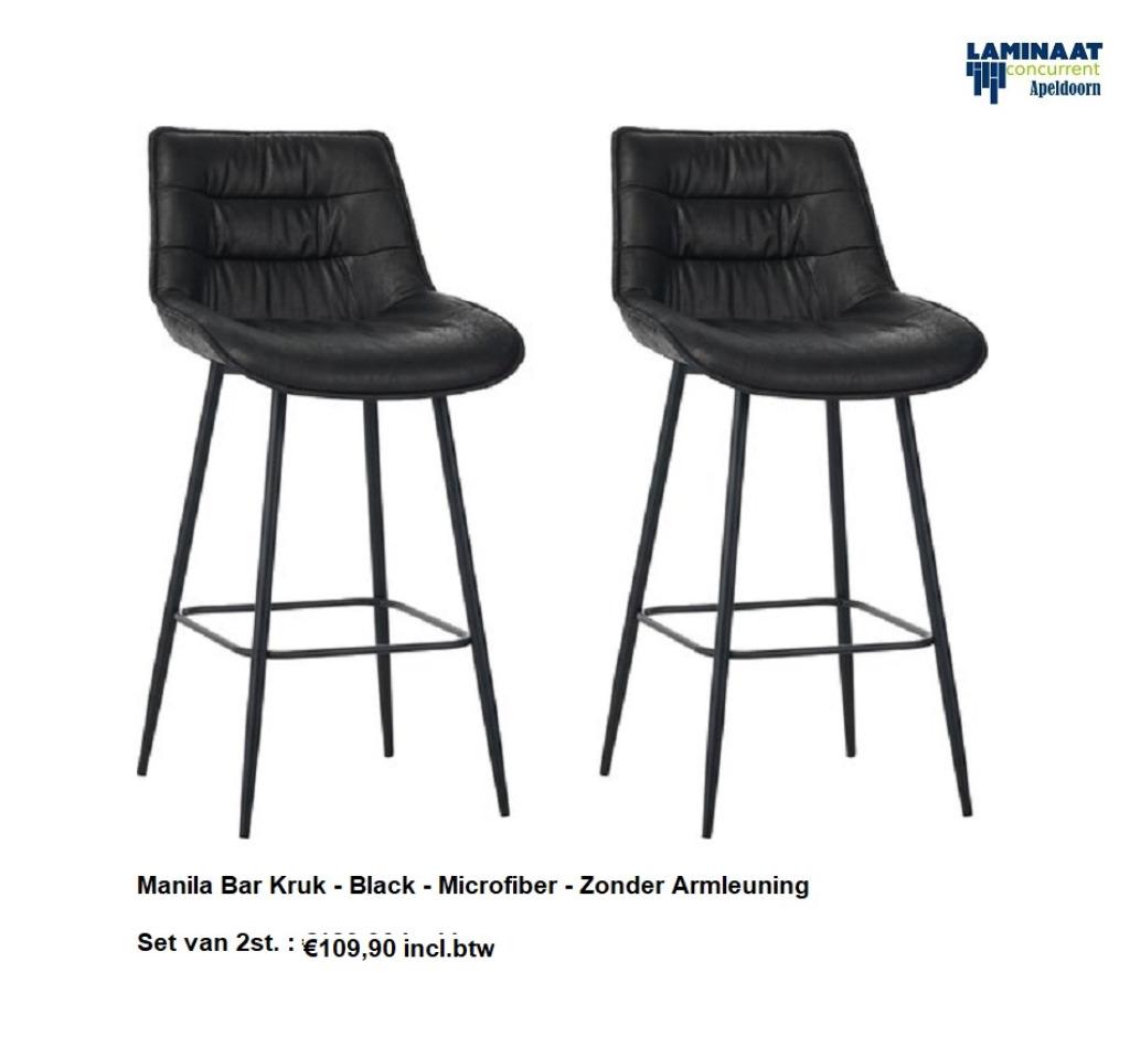 Bar Kruk - stoel Black Microfiber €54,95p/st