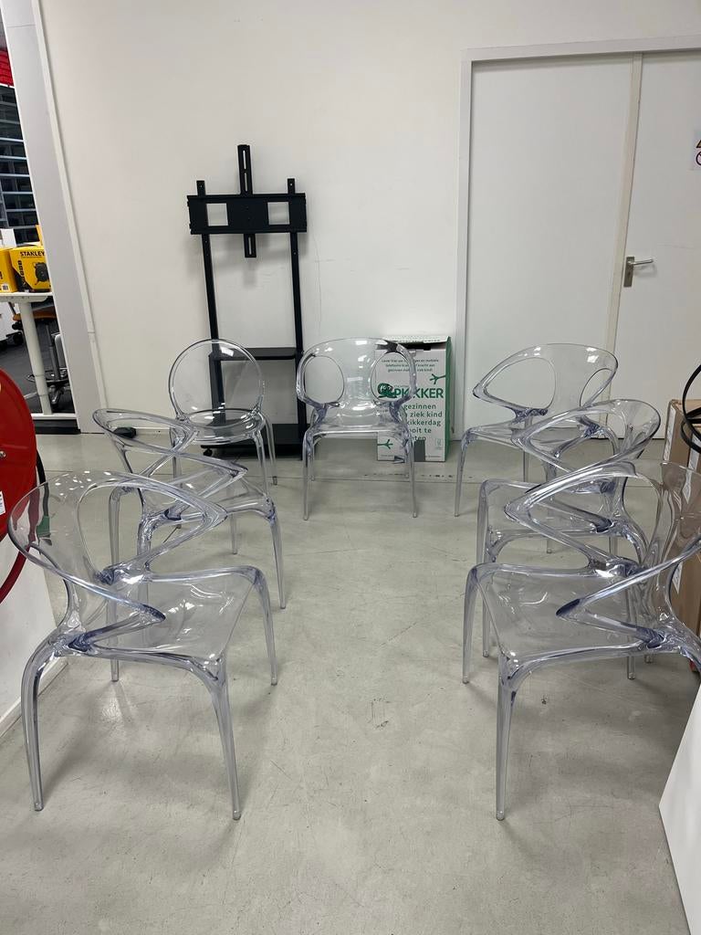 Set van 7 eettafelstoelen Louis Ghost Chair van kartell, Ophalen, Kunststof, Gebruikt, Overige kleuren