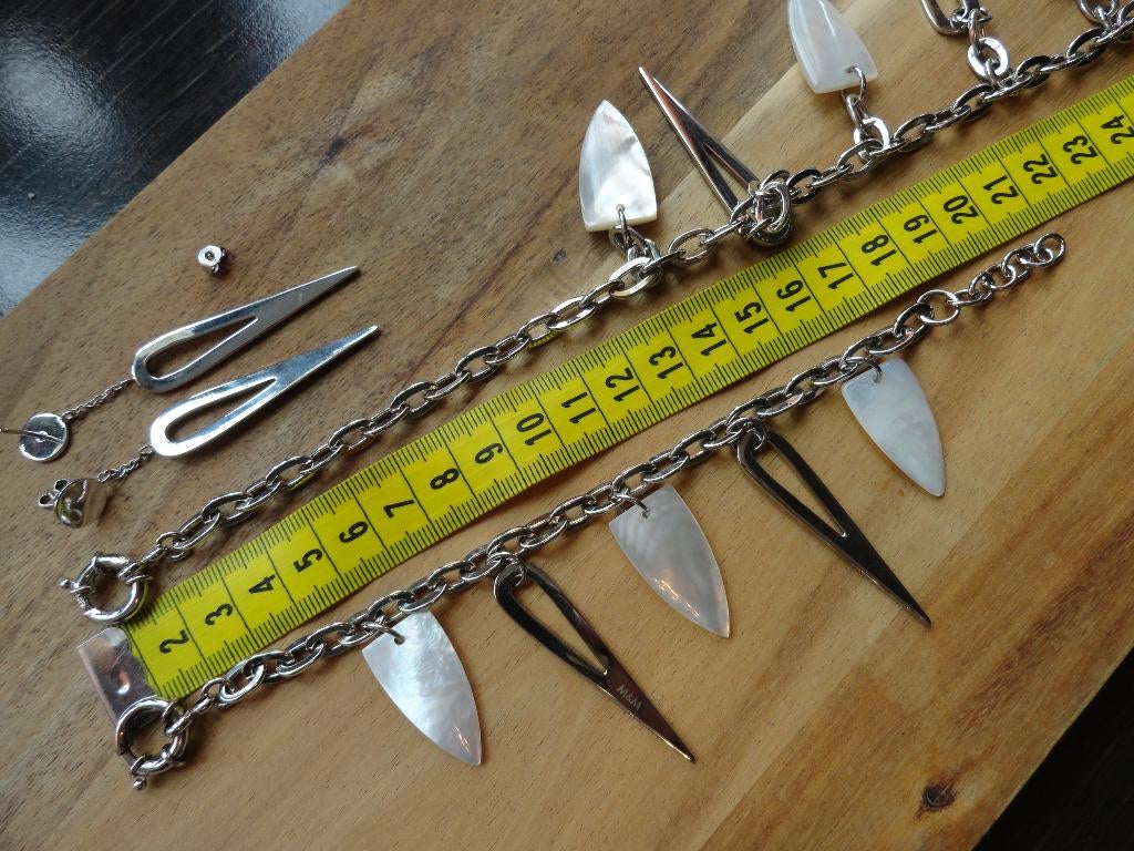 Statement sterling zilveren armband parel moer hangers, Sieraden, Tassen en Uiterlijk, Met bedels of kralen, Verzenden, Nieuw