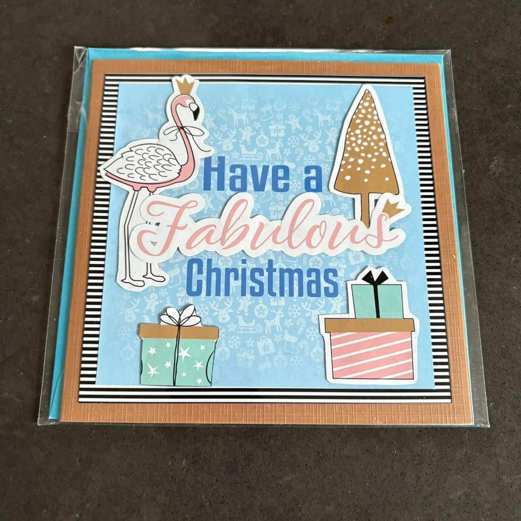 Kerstkaart flamingo, Ophalen of Verzenden, Zo goed als nieuw, Overige thema's