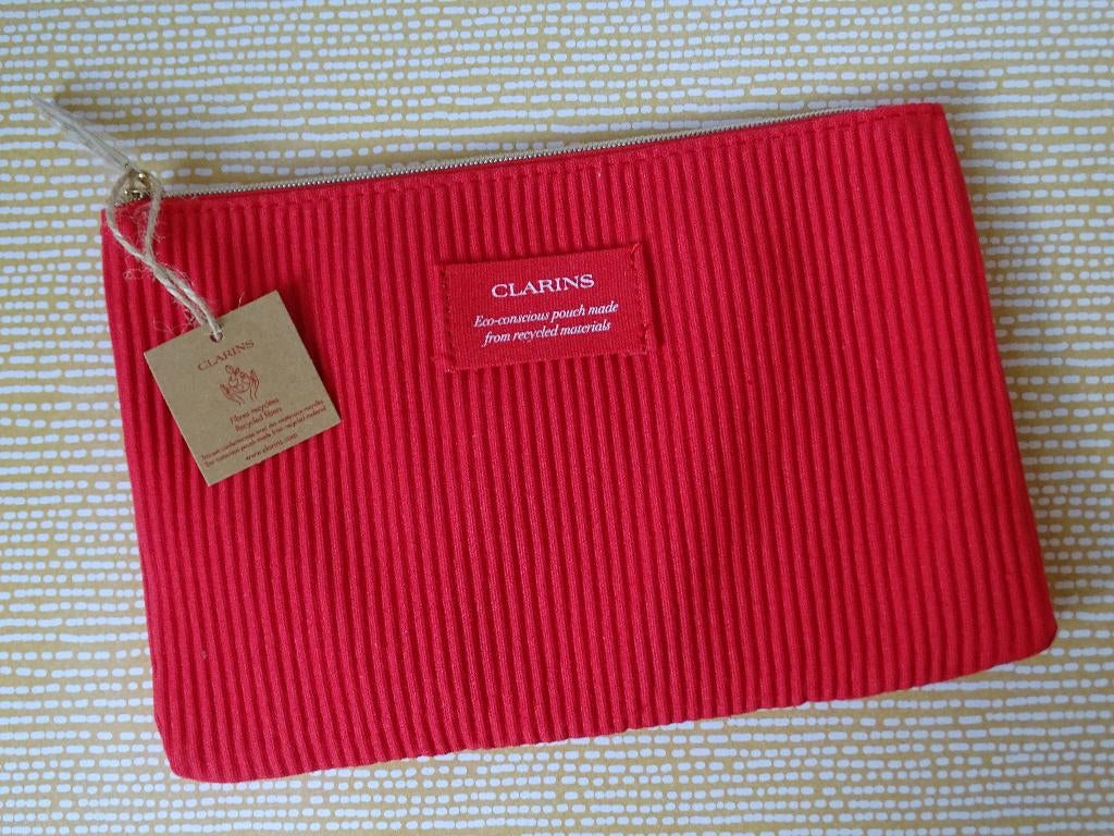 Clarins toilettas rood gestreept (rood label), Sieraden, Tassen en Uiterlijk, Toilettassen, Ophalen of Verzenden, Nieuw, Rood