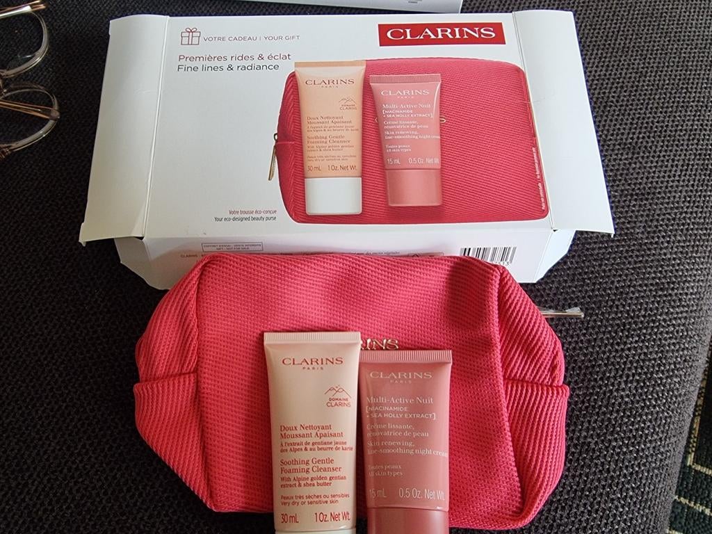 Clarins multi-active nachtcrème 15 ml en foam cleanser 30ml, Verzenden, Nieuw, Gehele gezicht