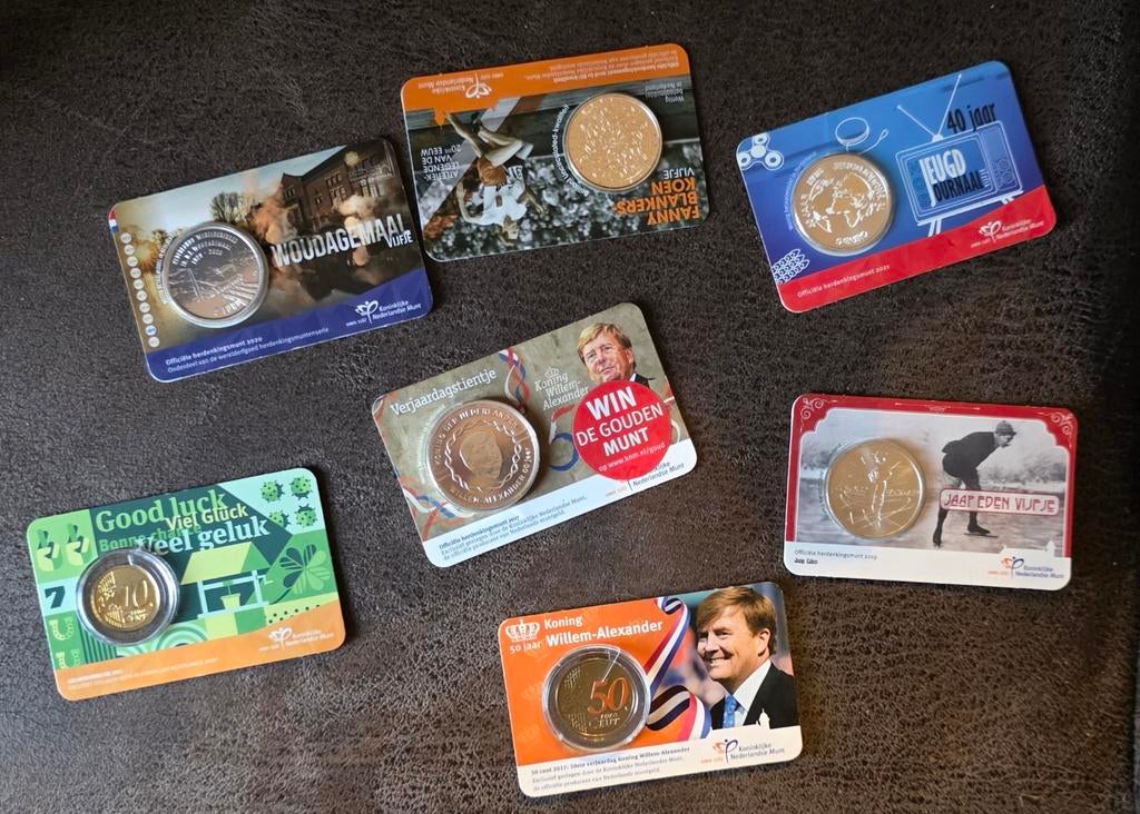 7 Coincards te koop, Postzegels en Munten, 1 euro, Zilver, Overige landen, Ophalen of Verzenden