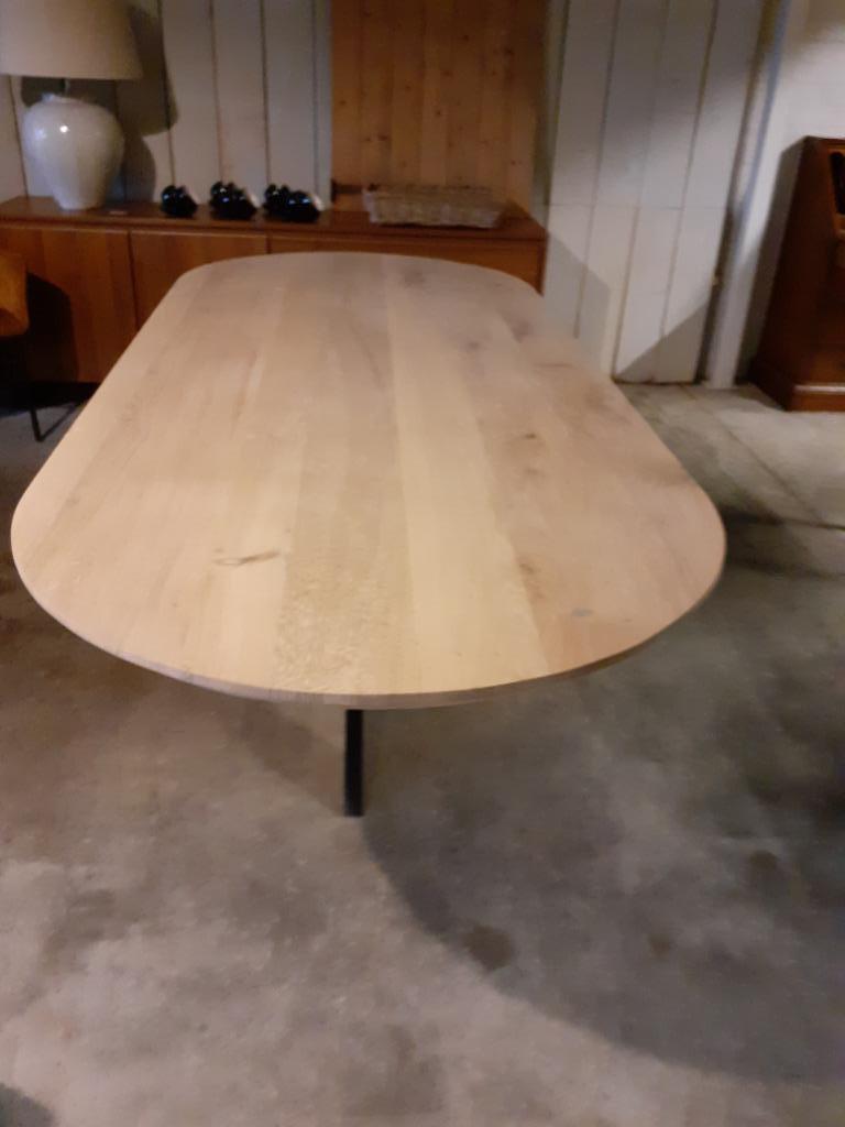 Massief eiken tafel,stadion model ,verjongd .NIEUW., Huis en Inrichting, Tafels | Eettafels, Ophalen, 50 tot 100 cm, Vijf personen of meer