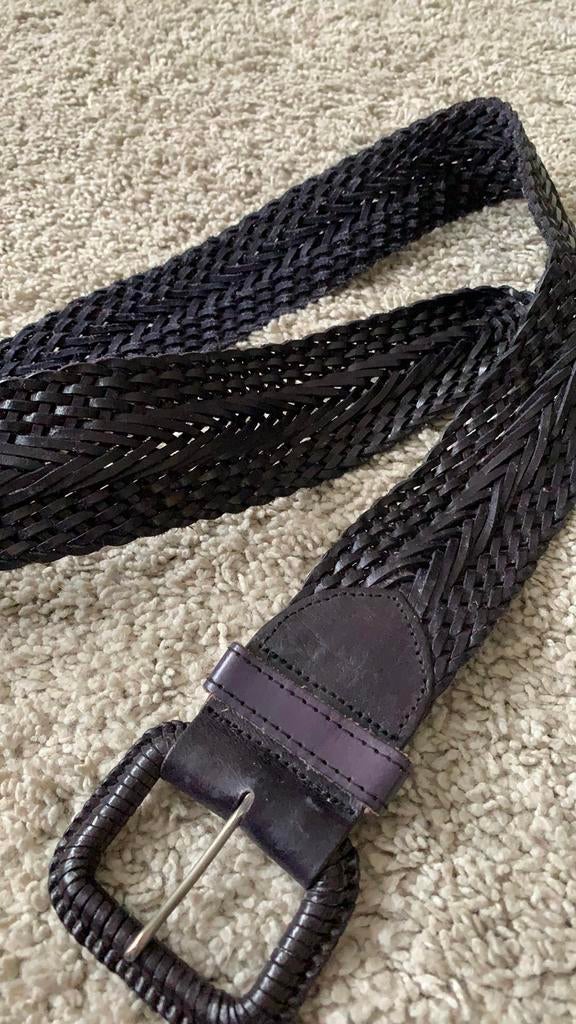 Gevlochten blauwe leren riem, Overige kleuren, 5 cm of meer, 90 tot 100 cm, Ophalen of Verzenden