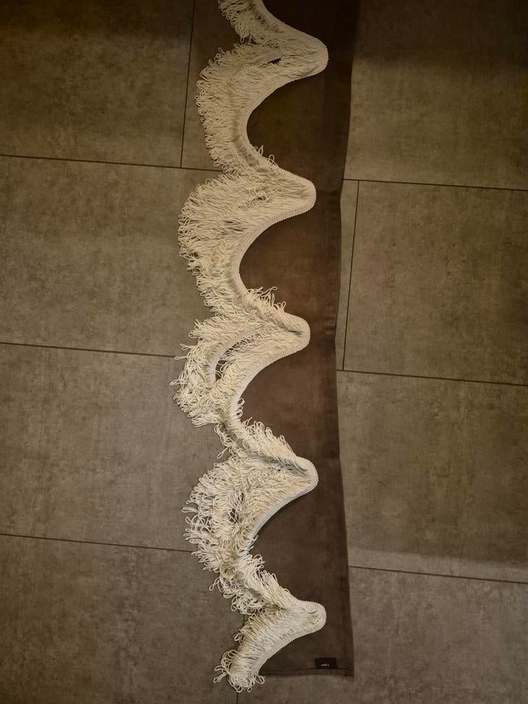 Bruin Labro raamgordijn met witte franjes voor vrachtwagen, Ophalen of Verzenden