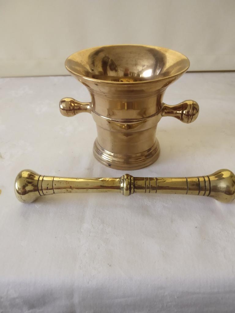 Bronzen vijzel met stamper, Ophalen of Verzenden