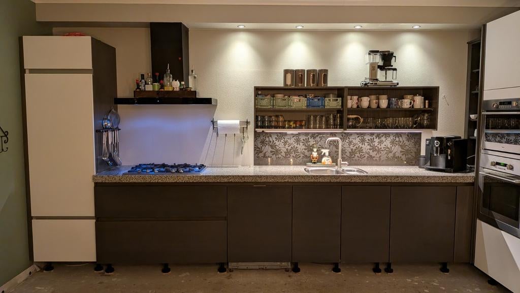 Complete keuken met apparatuur - Donker Eiken Graph, Ophalen, Gebruikt, Bruin, Graniet of Steen