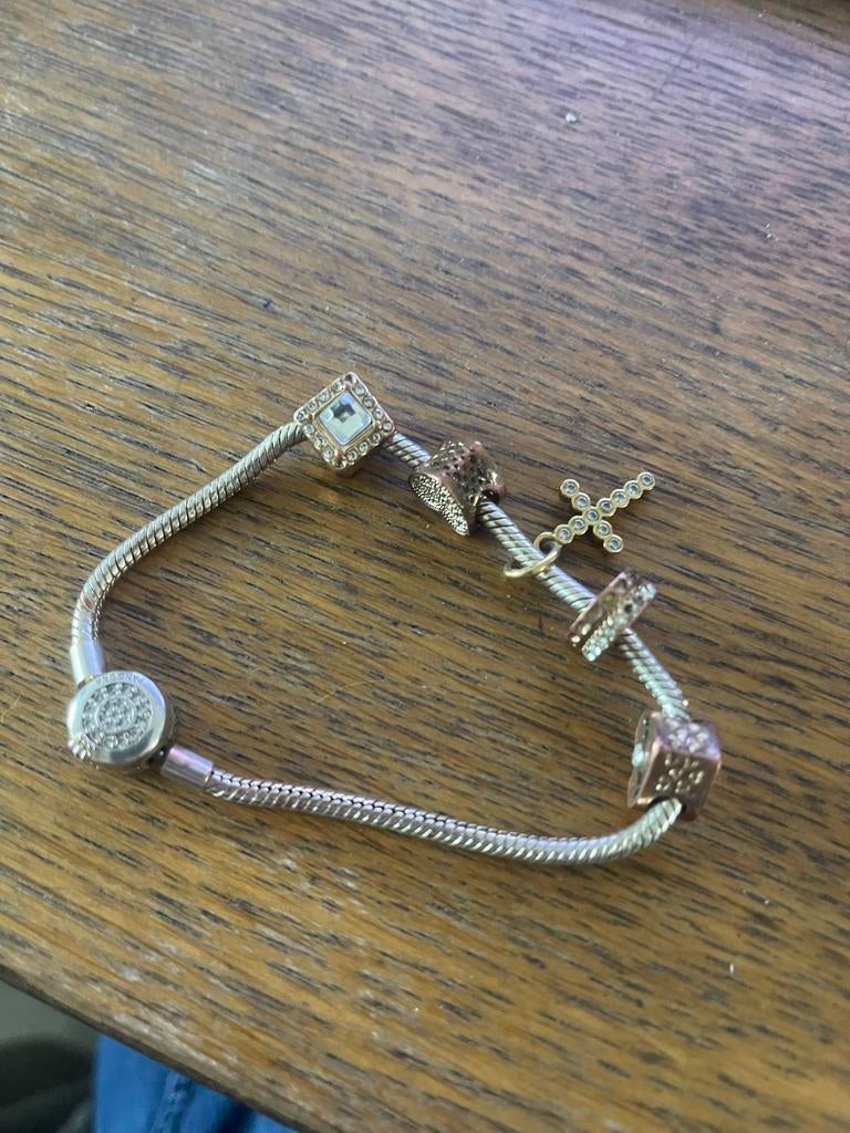 Originele Pandora armband, Ophalen of Verzenden, Gebruikt, Zilver, Met bedels of kralen