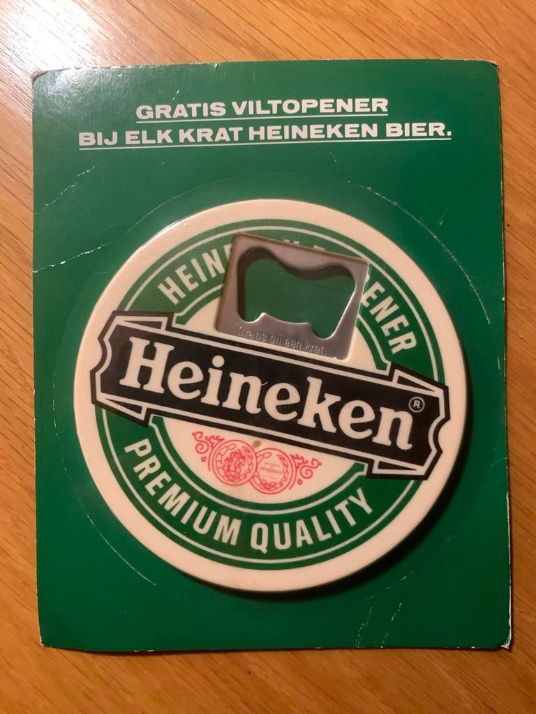 Oude Heineken Bier 🍺 Viltopener vorm van bierviltje nieuw, Ophalen of Verzenden, Nieuw, Flesopener, Heineken
