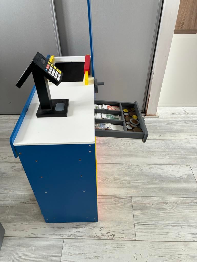 Lidl Houten Speelgoed Kassa met Scanner en Accessoires, Ophalen of Verzenden, Zo goed als nieuw, Jongen of Meisje