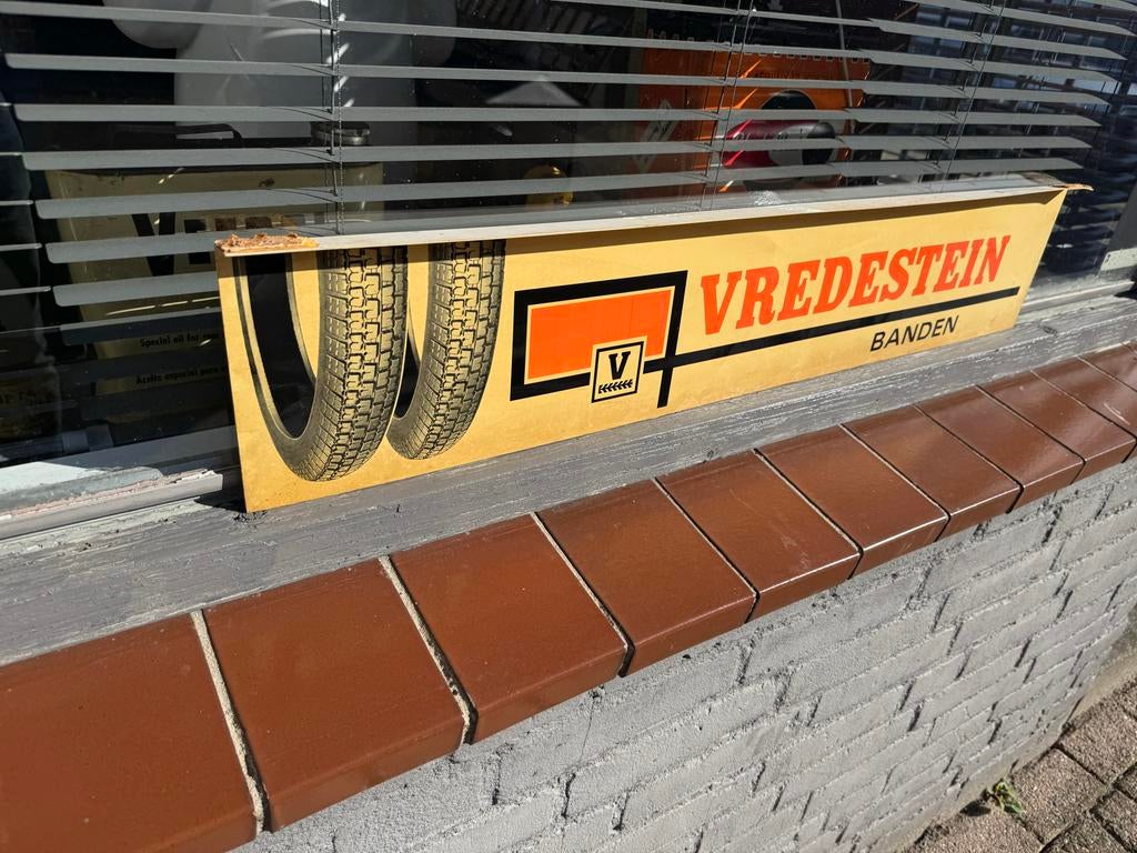Vintage Vredestein Banden Reclamebord - Zeldzaam, Ophalen, Reclamebord, Gebruikt, .