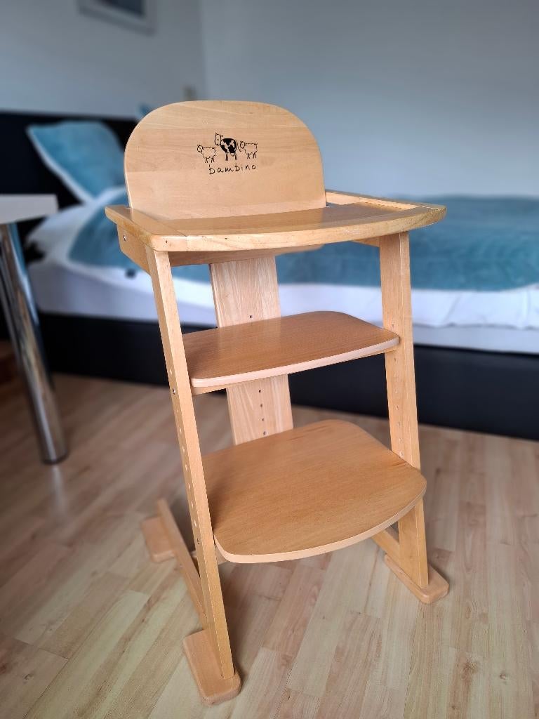 Kinderstoel Bambino, hout, Kinderen en Baby's, Ophalen, Gebruikt, Meegroeistoel, Gordel(s)