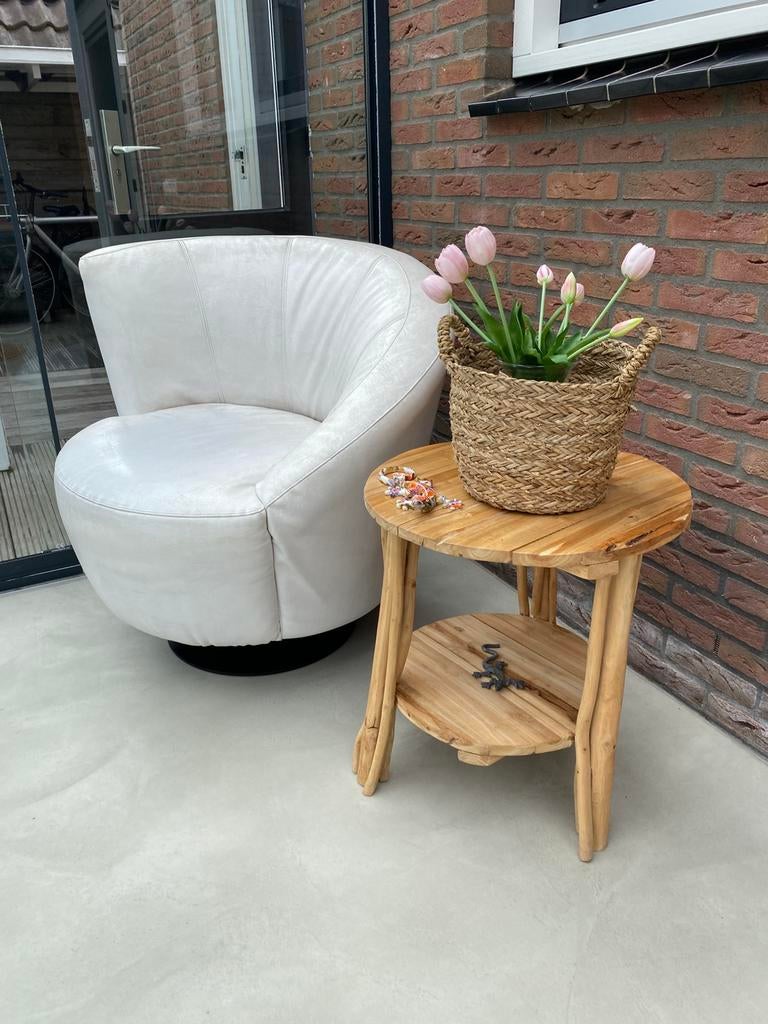 Design fauteuil wit, Huis en Inrichting, Fauteuils, Ophalen, Overige materialen, Gebruikt, 75 tot 100 cm