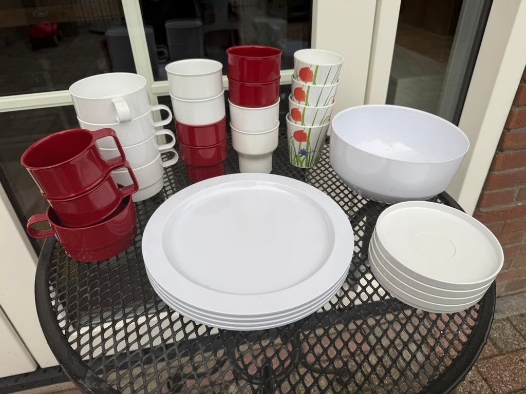 Mepal campingservies 28 delig rood kampeer servies, Ophalen of Verzenden