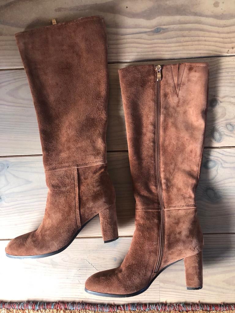 Di Lauro warmbruine suède laarzen maat 40, Ophalen, Hoge laarzen, Bruin, Nieuw