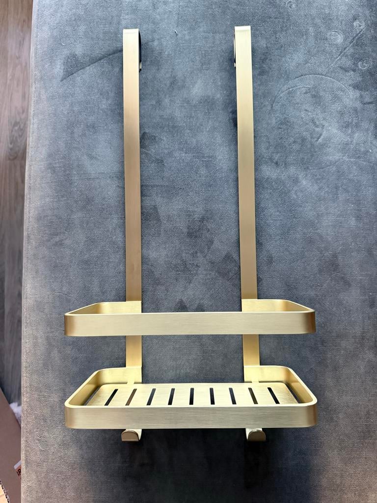 Saniclear Brass doucherek shampoo houder 52cm mat goud, Ophalen of Verzenden, Nieuw, Overige kleuren, Overige typen