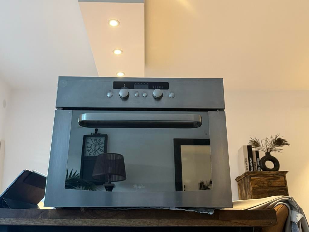 Whirlpool AMW 520 Inox Inbouw combi Magnetron oven  Grill, Ophalen, Minder dan 45 cm, Gebruikt, 60 cm of meer