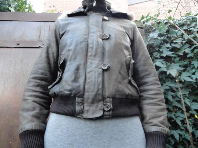 E.M.A.C bruine lederen winterjas maat L, Verzenden, Gedragen, Maat 42/44 (L), Bruin