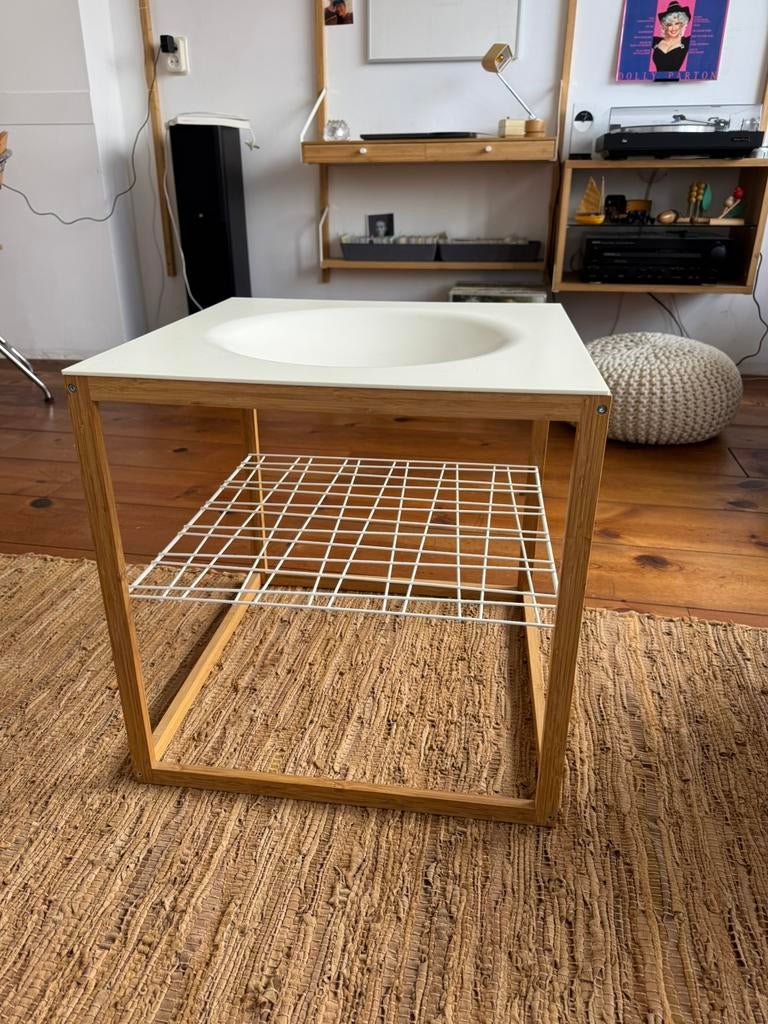 IKEA PS 2012 bijzettafel / salontafel – bamboe/wit, Ophalen, Zo goed als nieuw, Rechthoekig, Minder dan 55 cm