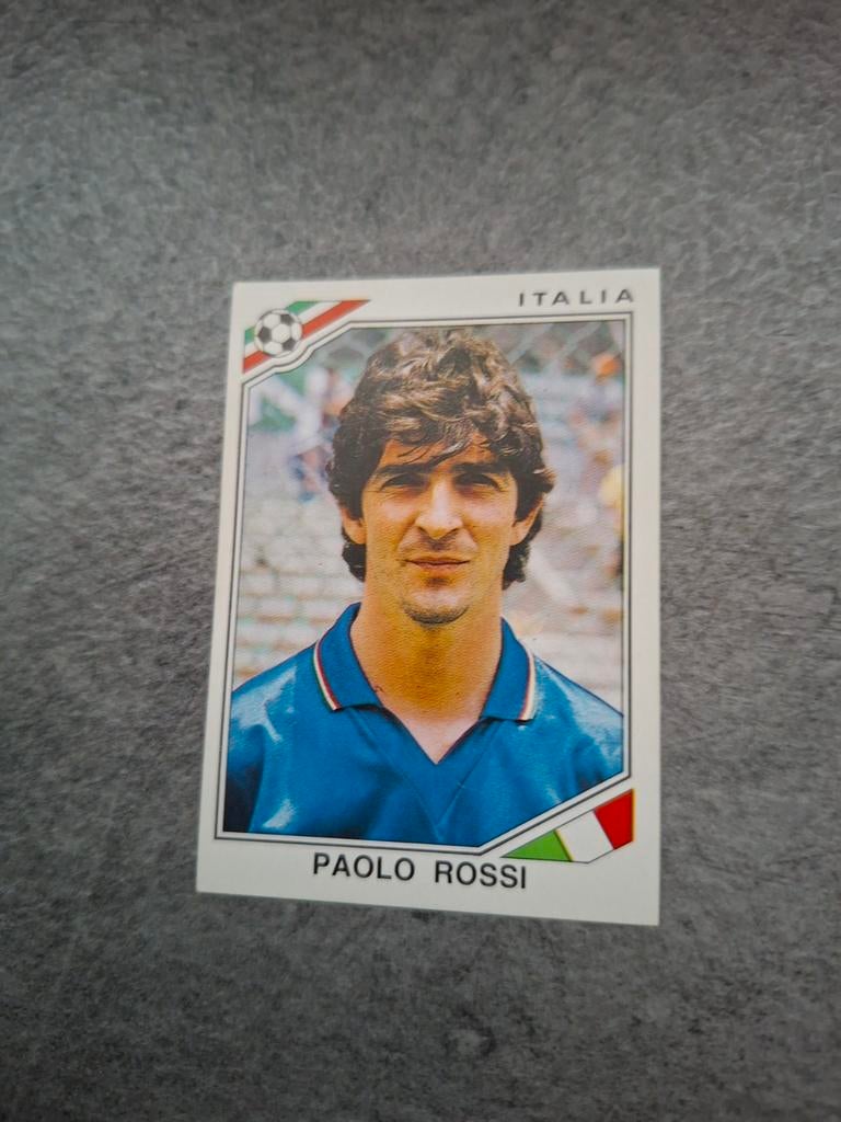 Panini sticker WK 86 Mexico. Speler Paolo Rossi Italië., Verzenden, Zo goed als nieuw, Sticker
