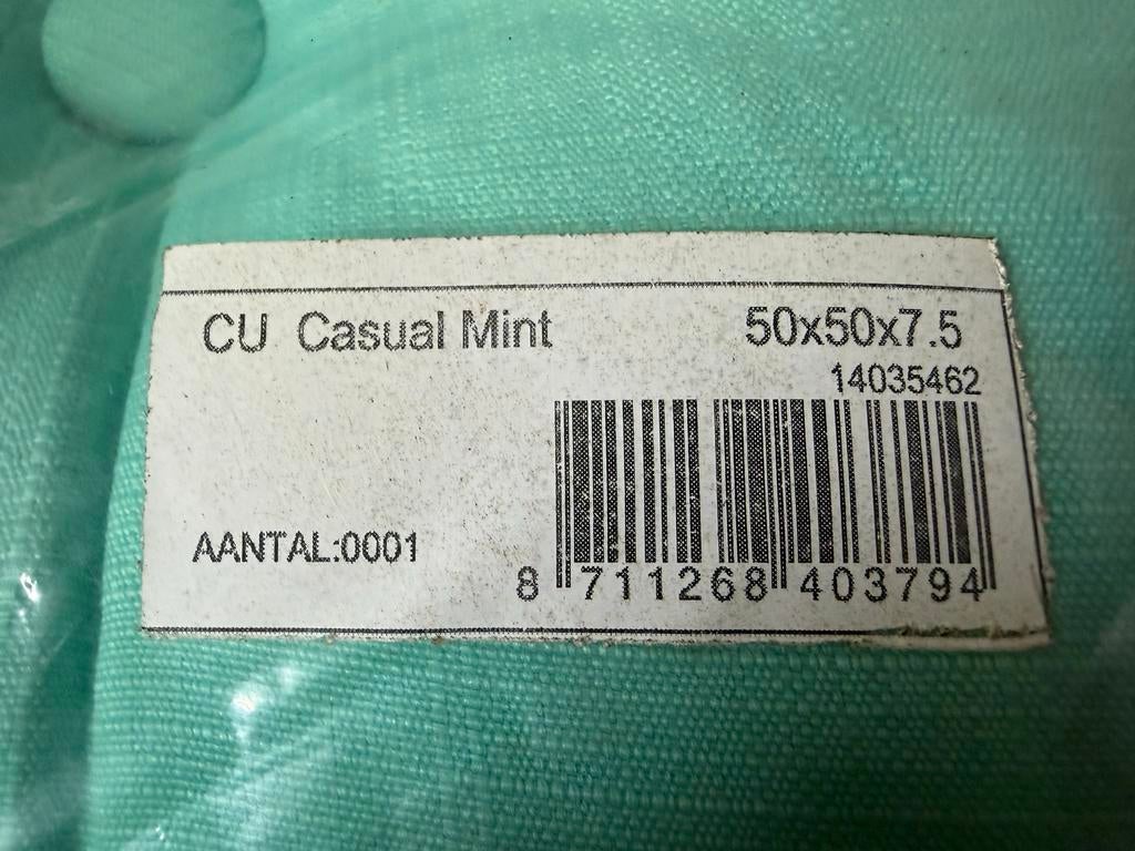 Nieuw Kussentje - CU Casual Mint 50x50x7.5, Ophalen of Verzenden, Nieuw, Groen, Vierkant