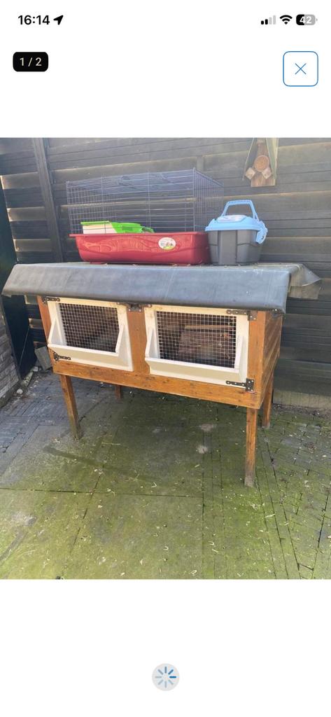 Konijnenhok, Dieren en Toebehoren, Knaagdieren en Konijnen | Hokken en Kooien, Ophalen, Gebruikt, Hok, Minder dan 60 cm