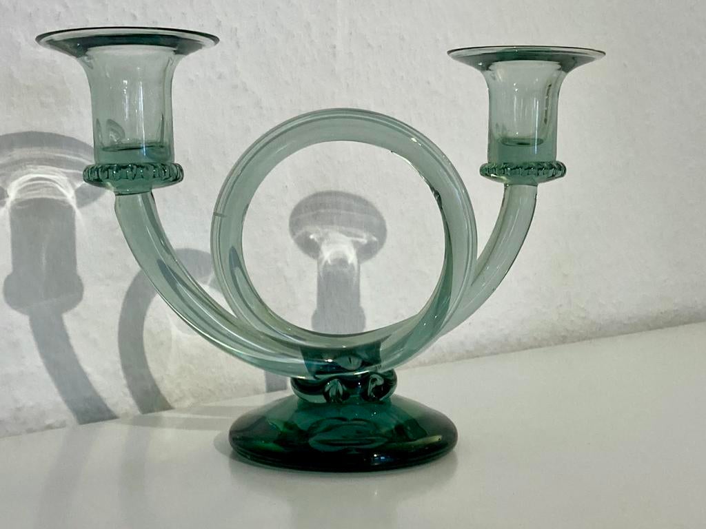 Antieke kandelaar KN1955, Copier, Glasfabriek Leerdam, 1935, Antiek en Kunst, Antiek | Glas en Kristal, Verzenden