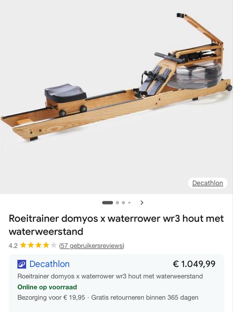 Domyos x WaterRower WR3 Roeitrainer Hout met Waterweerstand, Ophalen, Overige materialen, Armen, Zo goed als nieuw