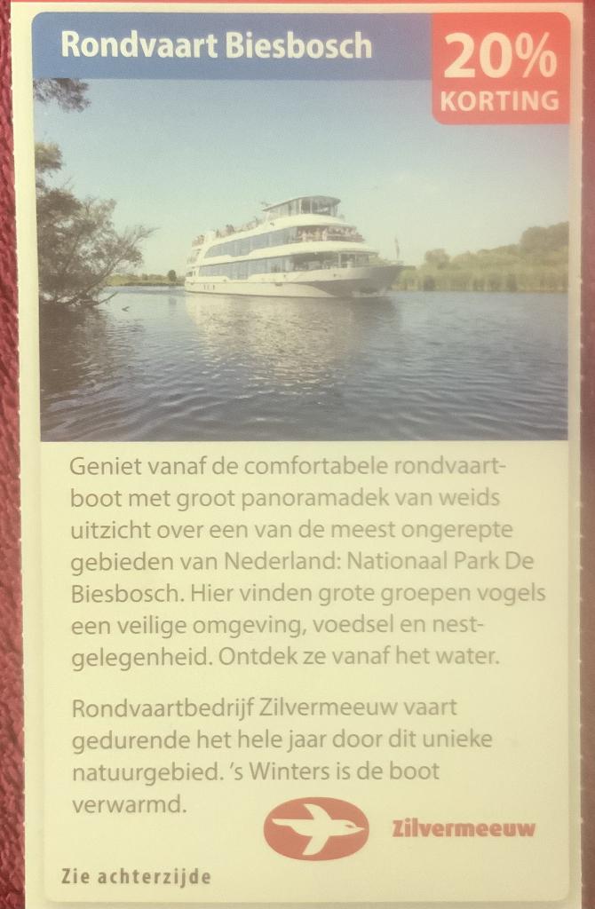 Rondvaart Biesbosch Voordeelbon, Drie personen of meer, Kortingsbon, Overige typen