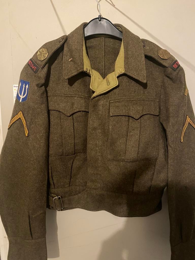 Originele Battle Dress 1e DivisieRegiment Betuwe (Jaren '50), Verzamelen, Militaria | Algemeen, Ophalen of Verzenden, Landmacht