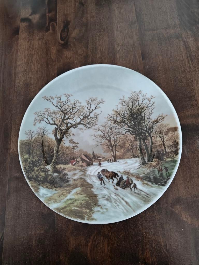Vintage Royal Schwabap Wandbord - Winterlandschap, Ophalen of Verzenden