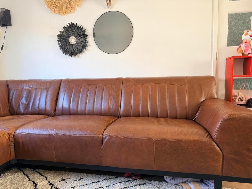 Toledo Leren Hoekbank van de Bommel - 2 jaar oud, Ophalen, 250 tot 300 cm, Hoekbank, Leer