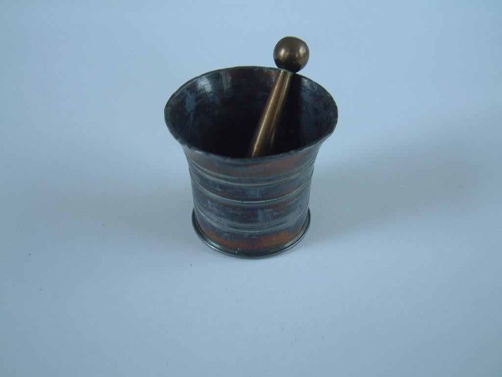 antiek mini potje of vijzeltje koper of metaal, Verzamelen, Ophalen of Verzenden, Gebruikt