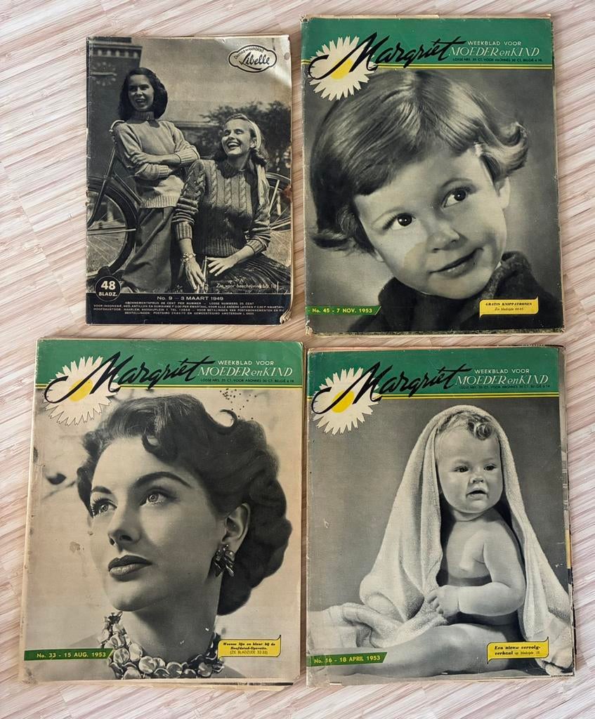 Oude tijdschriften Libelle en Margriet 4 stuks, Verzamelen, Ophalen of Verzenden, 1940 tot 1960, Tijdschrift