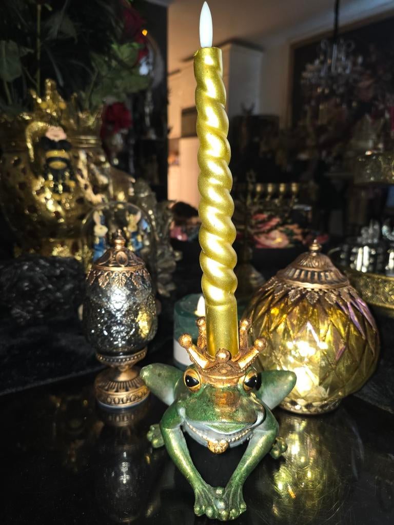 Gouden kikker kandelaar (zonder kaars), Ophalen of Verzenden