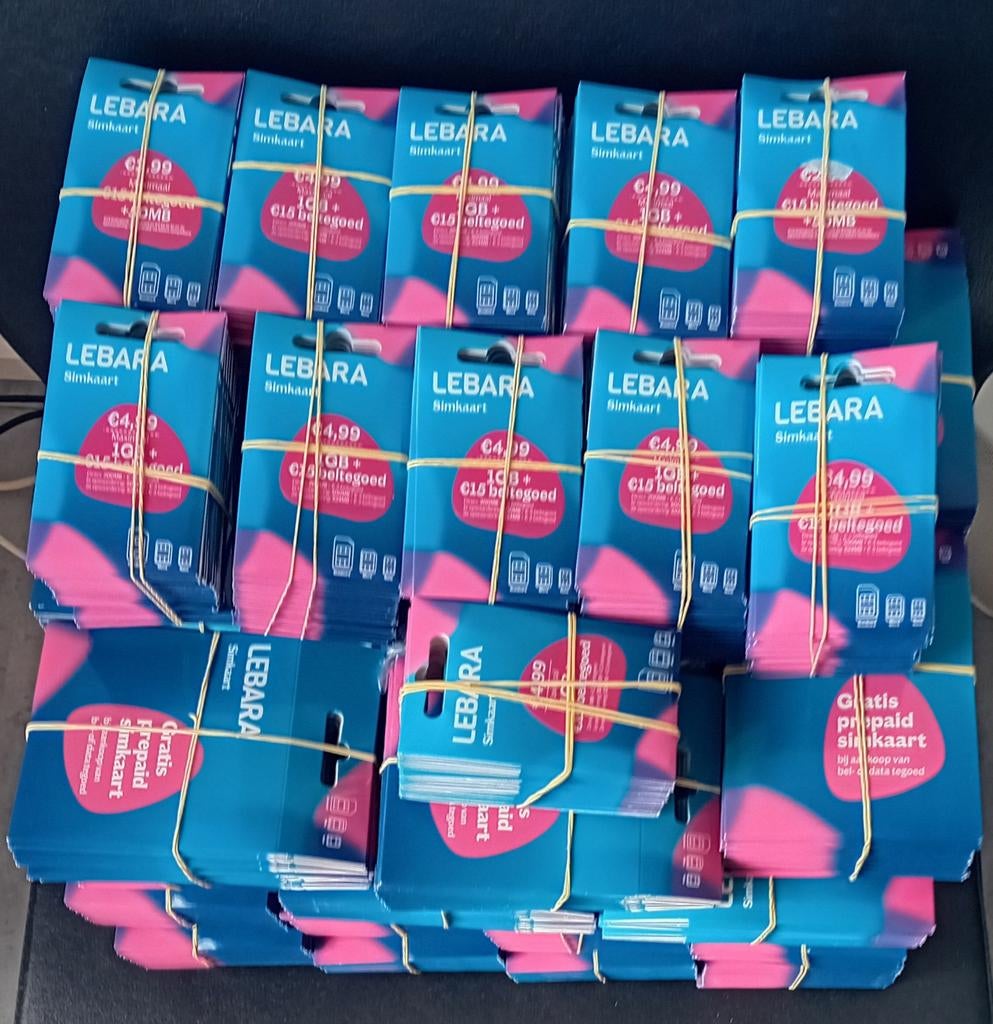 Lebara Simkaarten in bulken, Telecommunicatie, Prepaidkaarten en Simkaarten, Ophalen of Verzenden, Nieuw, Overige providers